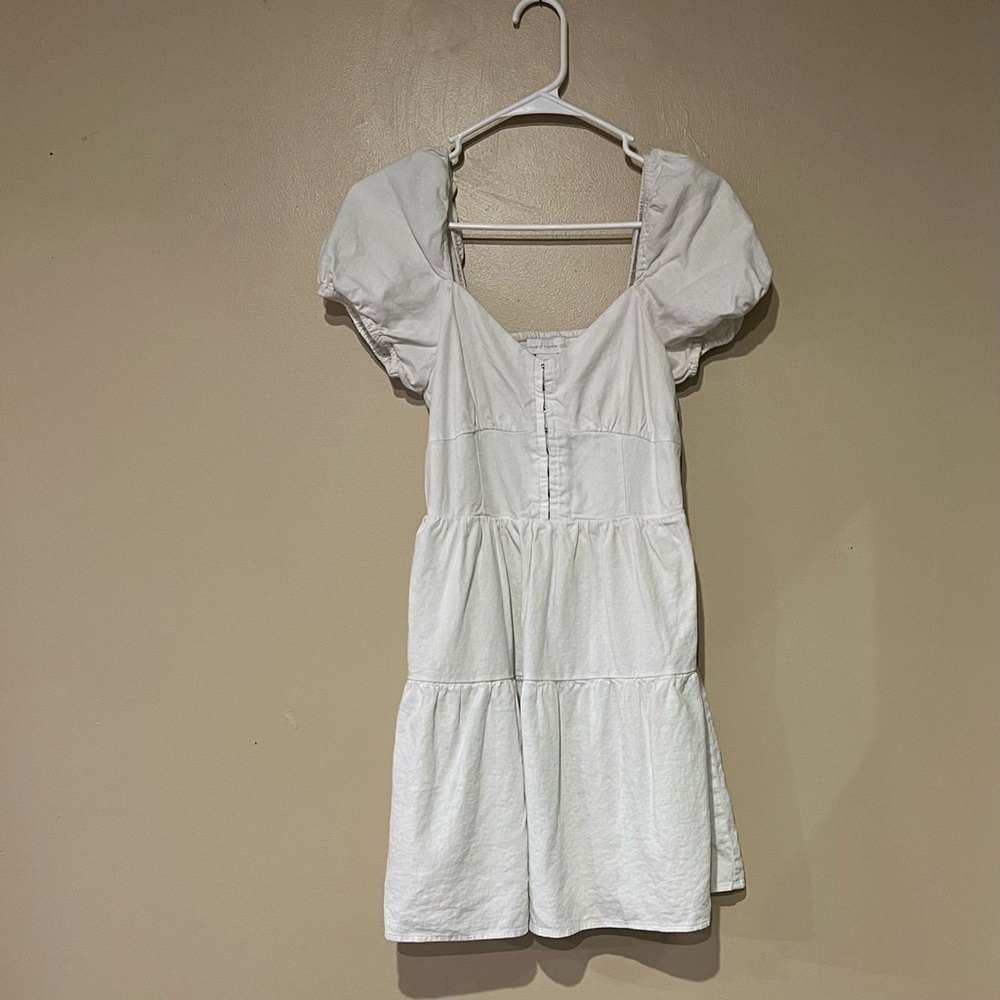 House of Harlow 1960 Women's Off White Mini A Line Dress XS Linen Blend